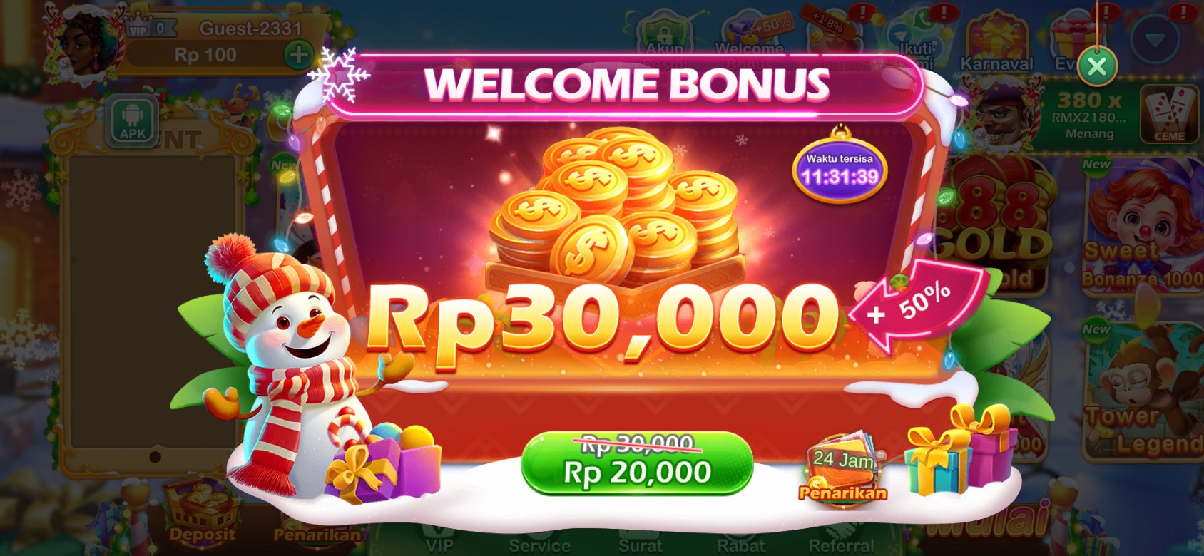 Bonus hingga Rp30.000 untuk pengguna baru di 777zx.